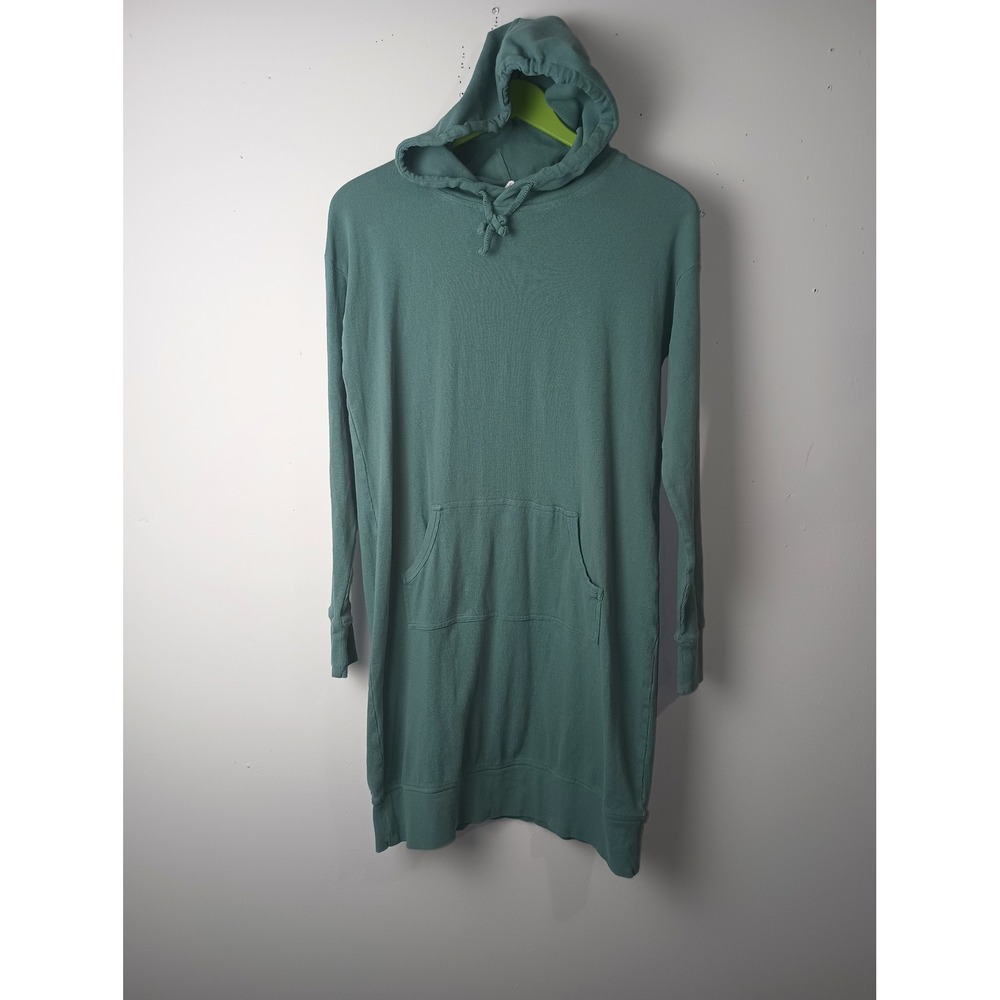 Kate Quinn Organic Cotton Ribbed Hoodie Dress Seafoam Green XS Long Sleeve